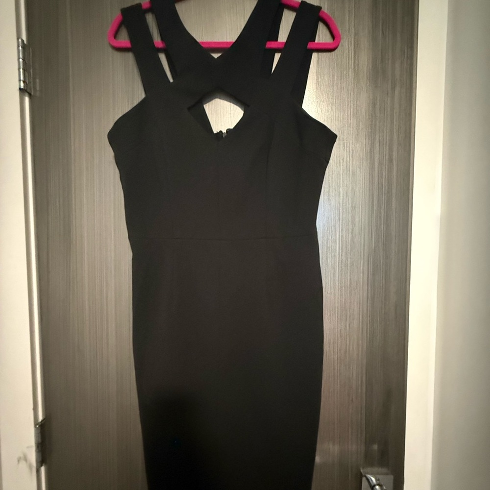 Betsey Johnson Black Strappy Midi Dress with Keyhole